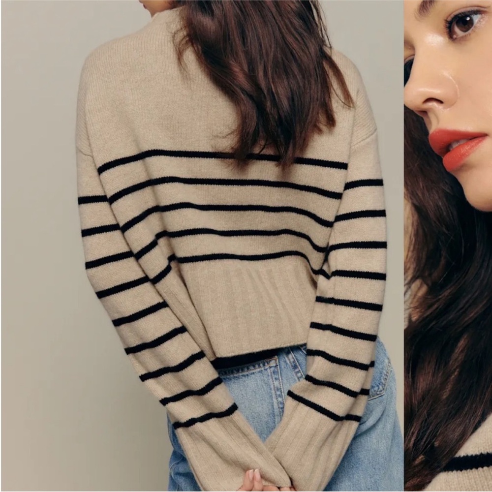 Reformation Tan and Black Striped Sweater - Picture 3 of 5